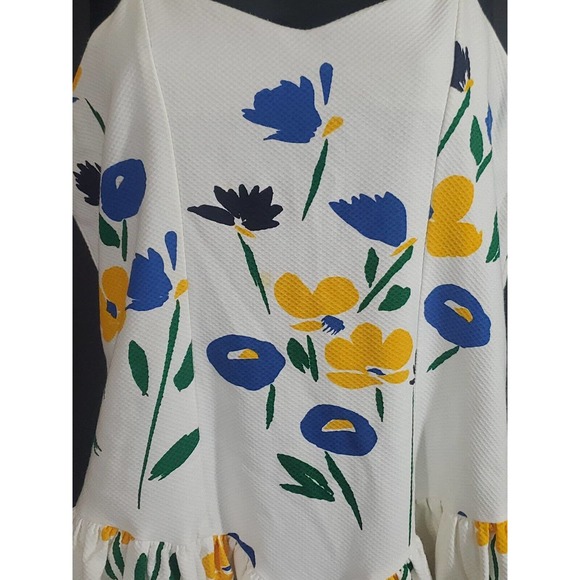 Vintage Elvira Vali Spaghetti Strap Textured Sz 16 Cottage Core Floral Sundress - Picture 6 of 12